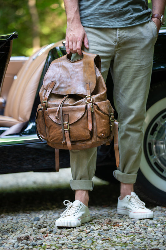 CAMPOMAGGI LEATHER MILITARY BACKPACK W/ HARDWARE