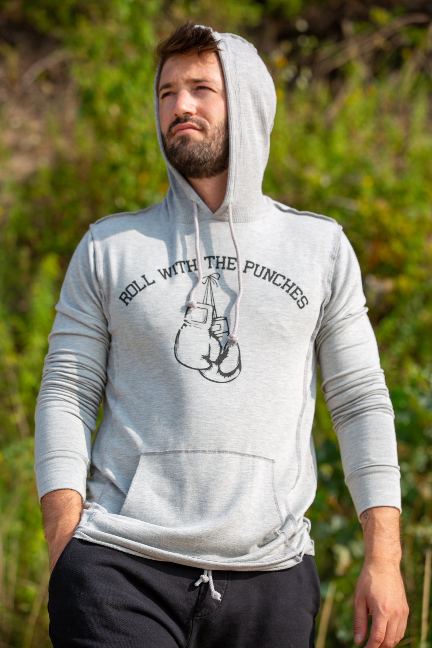 ROLL W/THE PUNCHES SWEATSHIRT-HEATHER GREY