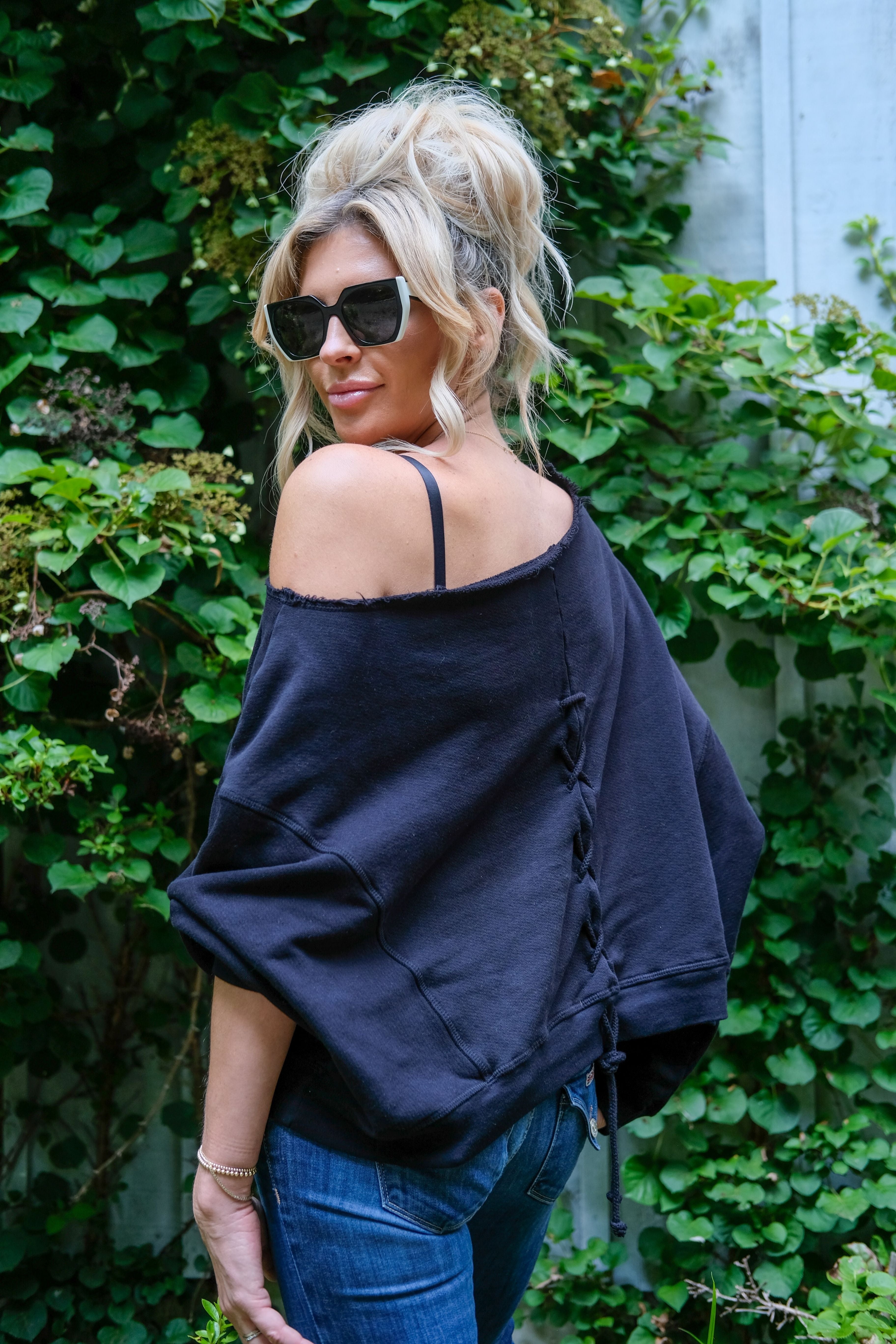 Sweatshirt store off shoulder