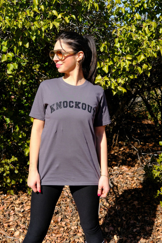 KNOCKOUT GLITTER BOXING TEE-VINTAGE BLACK