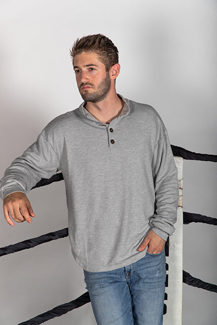 DOUBLE LINED BOXY POLO - HEATHER GREY